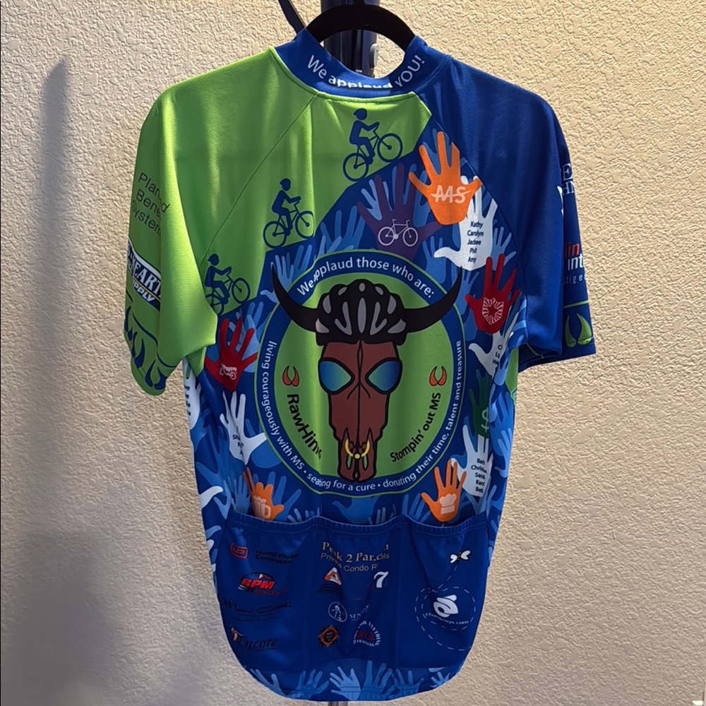 Champ stomp out MS Green and Blue Cycling Jersey. Size XL - Picture 3 of 4